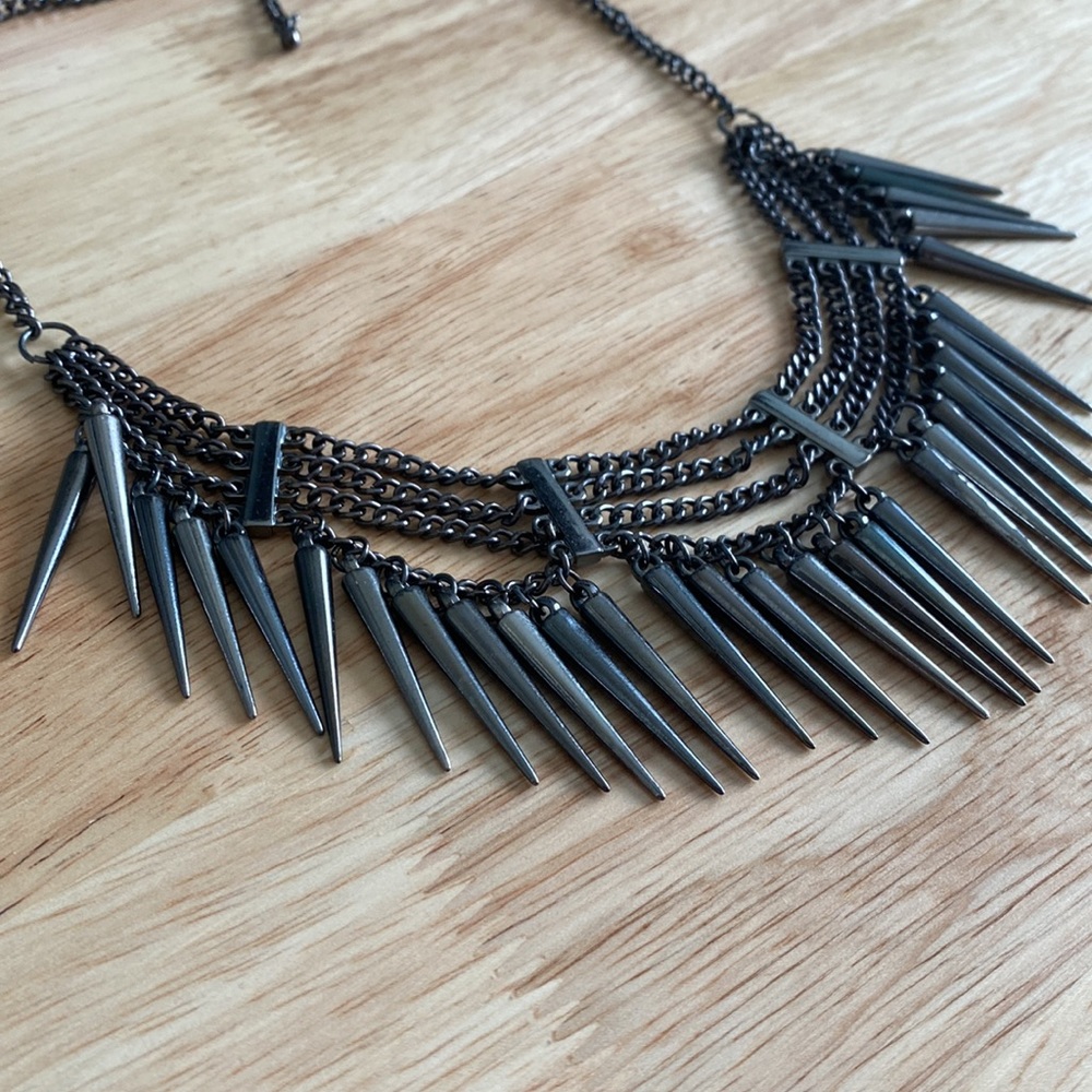 Dark Silver Chain Spike Necklace | Goth Punk Emo Grunge Style
